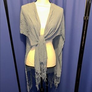 Light Blue Fringed Shawl